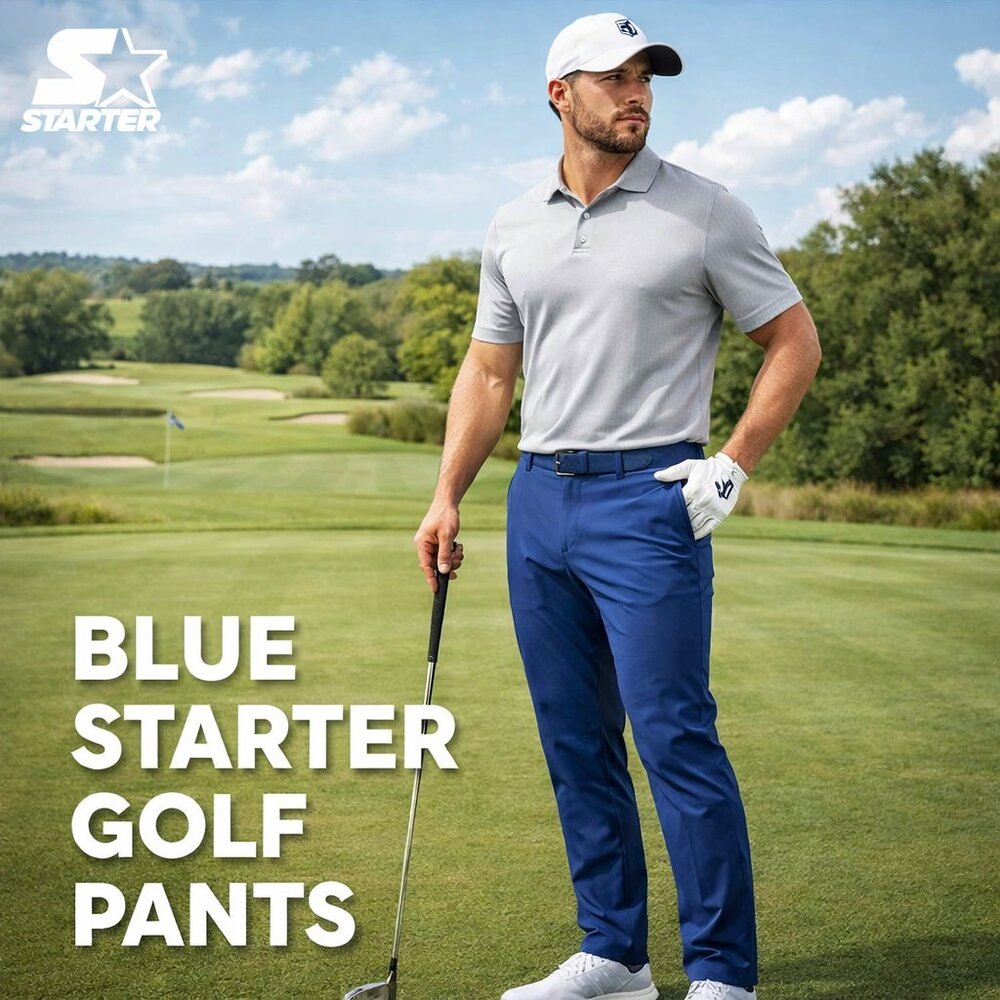 STARTER Men's Blue Lightweight Golf Pants, W38 L34